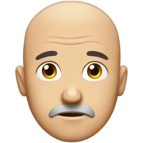 Concerned, bald man emoji
