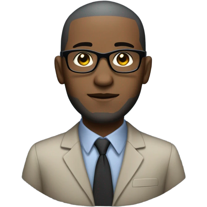 darker deon sanders with small round face and suit and glasses and buzz cut and small eyes and over 50 small gray bearded receding hairline and small black eyes and wrinkled forehead emoji
