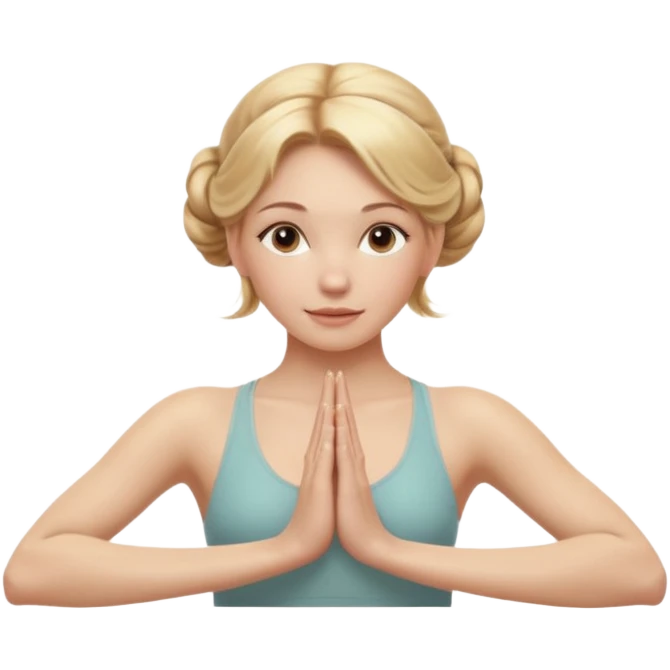 Cinematic Realistic yoga Portrait, depicted with lifelike skin texture, subtle rosy undertones, and soft natural lighting that enhances the gentle contours of her face. Her intricately detailed golden blonde hair is elegantly styled in an updo, emoji