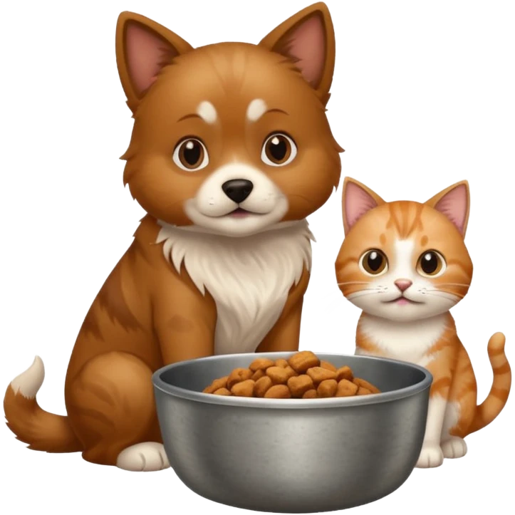The dog is itching because of fleas, the cat is eating a lot of food from the bowl emoji
