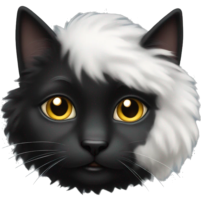 fluffy black cat with white spot on nose emoji