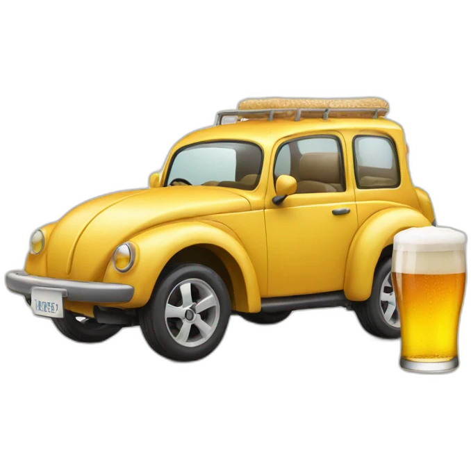Car and beer emoji