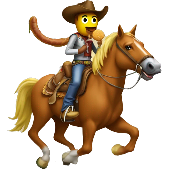 Cowboy pickle riding a corn dog  emoji