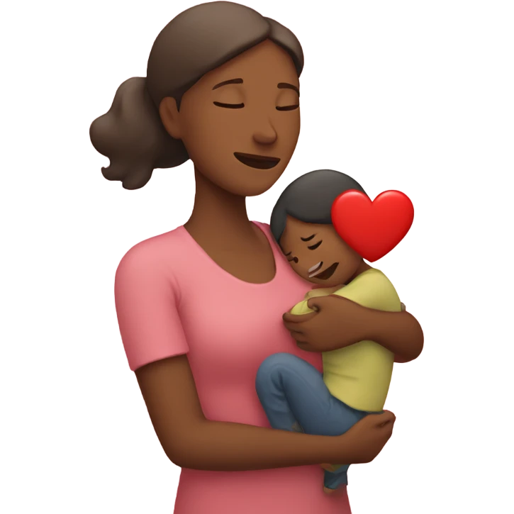 Mother holds her heart in her arm emoji