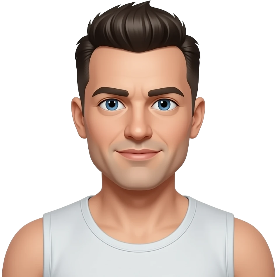 50's man skinhead mohawk and blue small eyes and more broad shoulder emoji