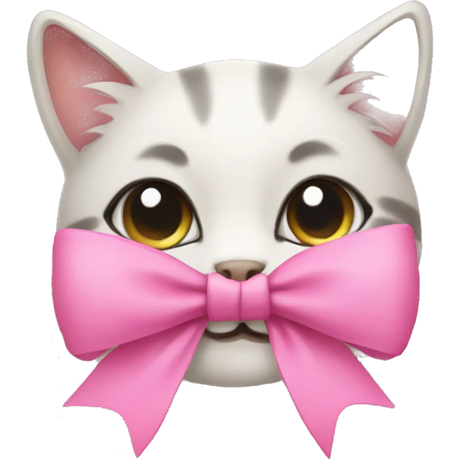 Cat wearing a pink bow emoji