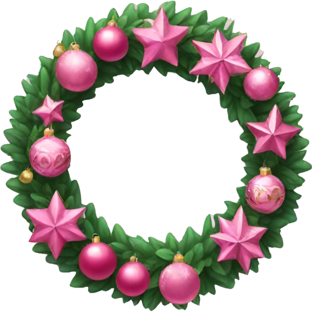 Pink wreath with ornaments  emoji