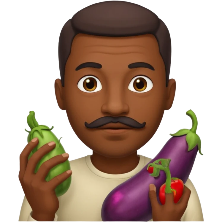 Egyptian man with moustache and goatee sucking on an eggplant  emoji