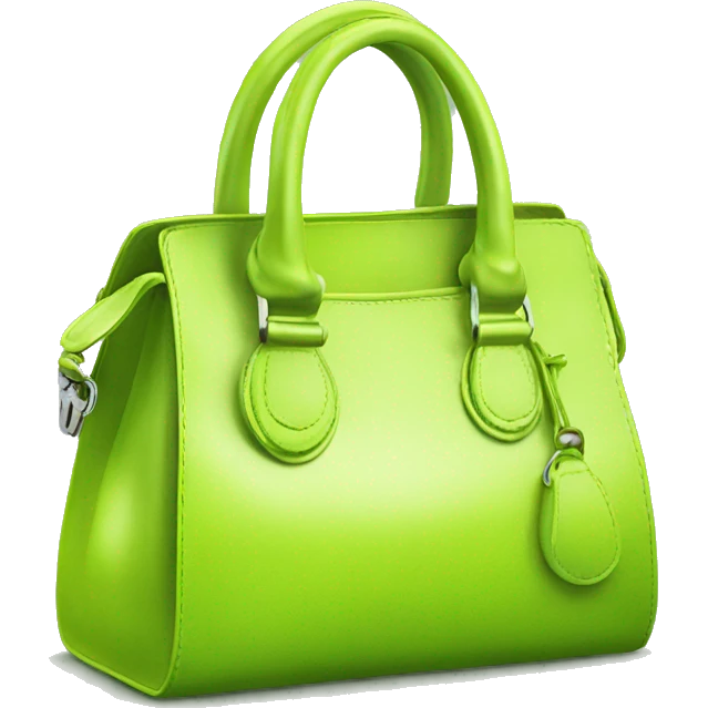 Realistic lime green designer satchel purse. emoji