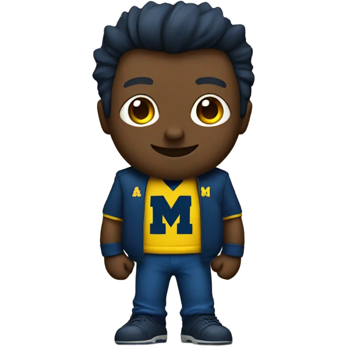 A cute wolverine wearing a blue and yellow University of Michigan shirt emoji