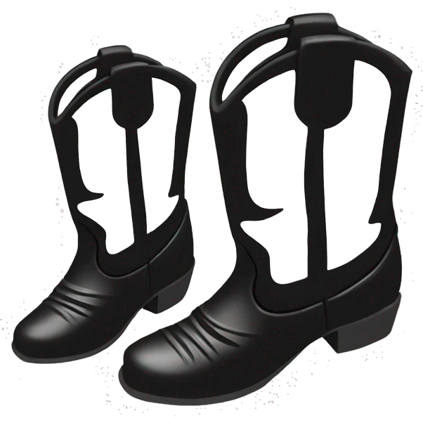Cowboy boots black and white emoji