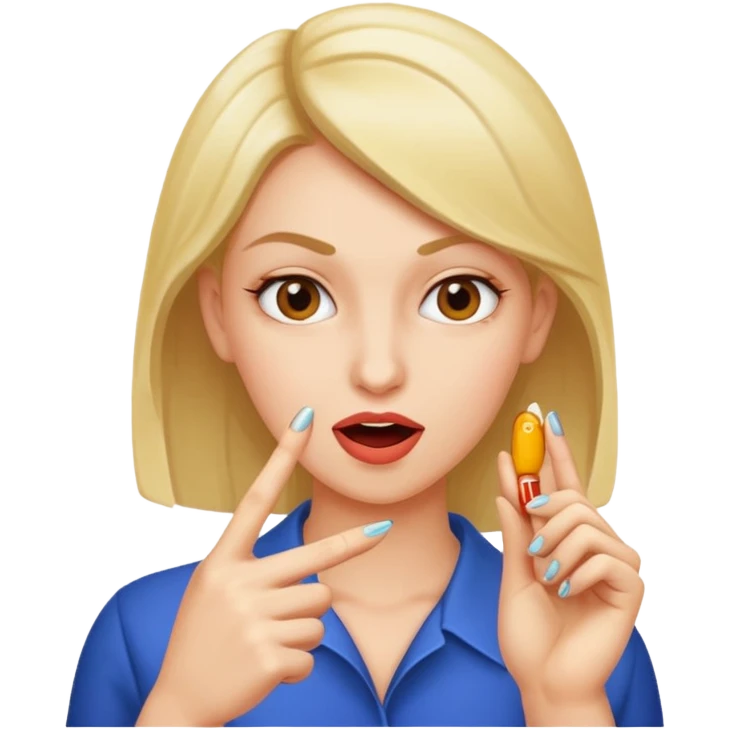 Woman biting pointer fingernail emoji