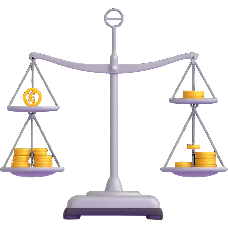balance scale with euro symbol in the pans emoji