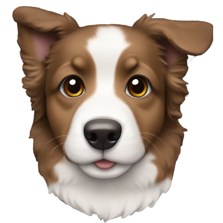 dark brown corgidoodle puppy with white stripe down middle of face emoji