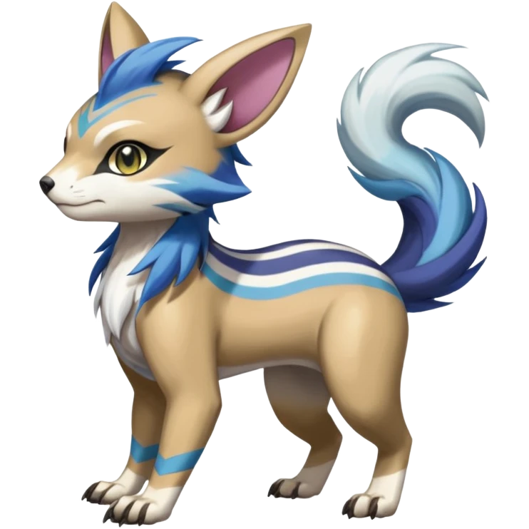 Colorful Skilled Adept Graceful Asian Painted WereGarurumon-Meloetta-Ursaring-Furret-fusion-hybrid-creature (full body) emoji