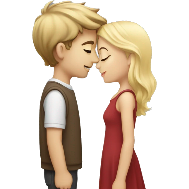 A Boy with brown hair kissing a girl with blonde hair emoji