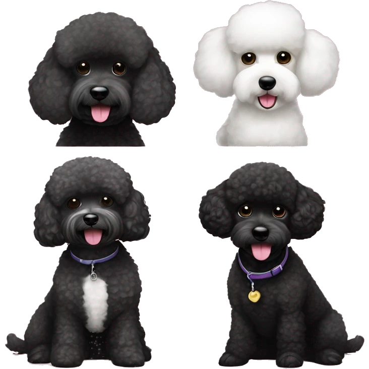 Solid black dog half mini poodle and half bichon frisée emoji