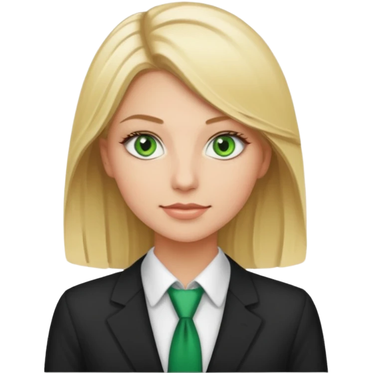 blonde real estate broker, 20 years old, green eyes emoji