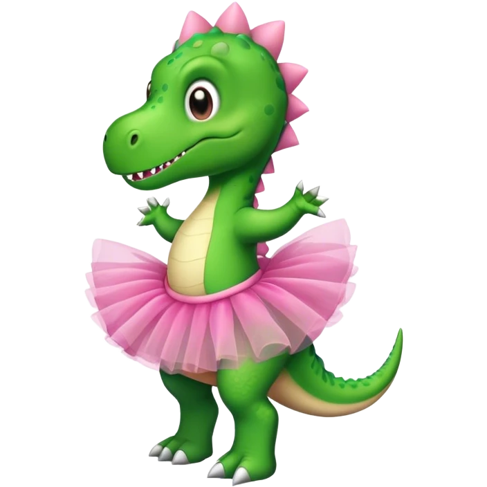 Grüner dino mit pinkem tutu  emoji