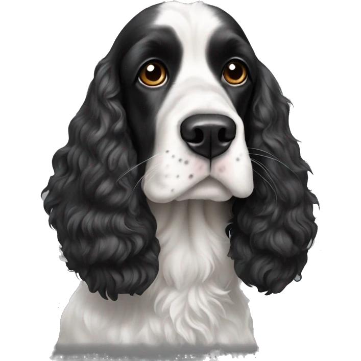 black and white cocker spaniel with nose spots emoji
