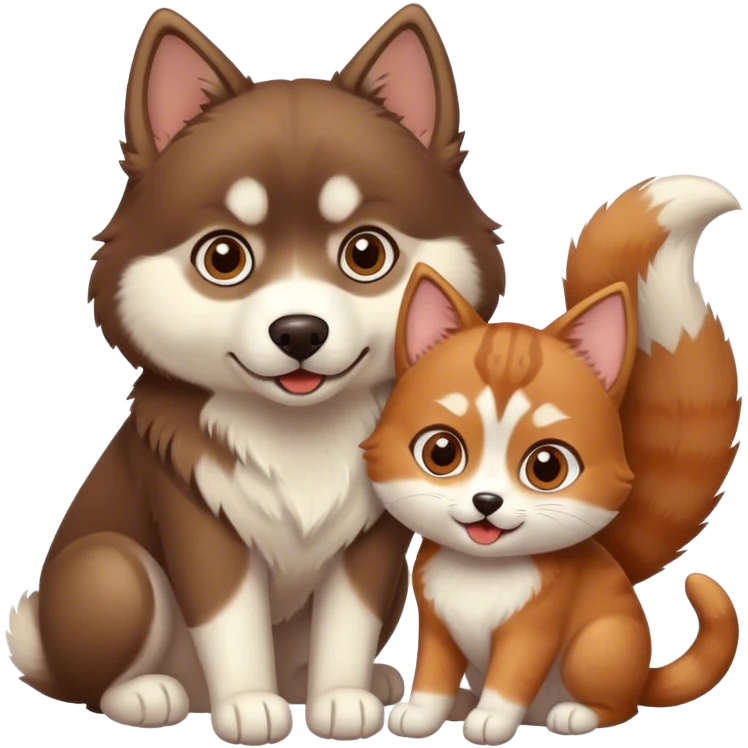 Husky and cat Brown emoji
