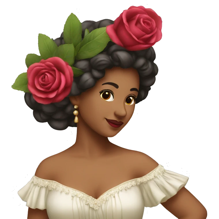 a spanish dancer with rosemery on her head emoji