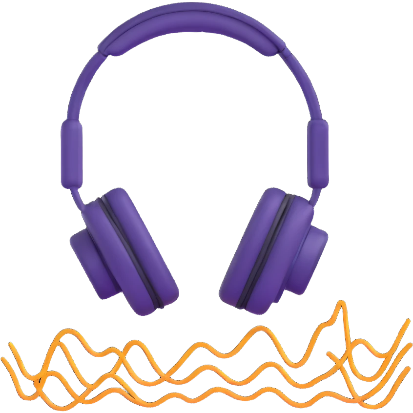 a living being made of sound waves listening to music with headphones emoji