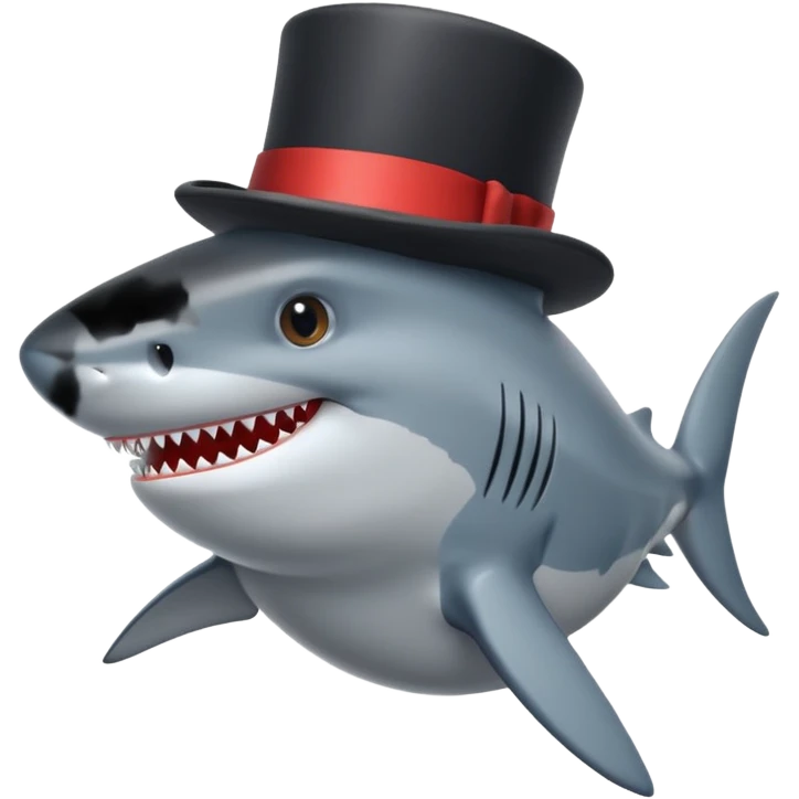 Shark with a top hat emoji