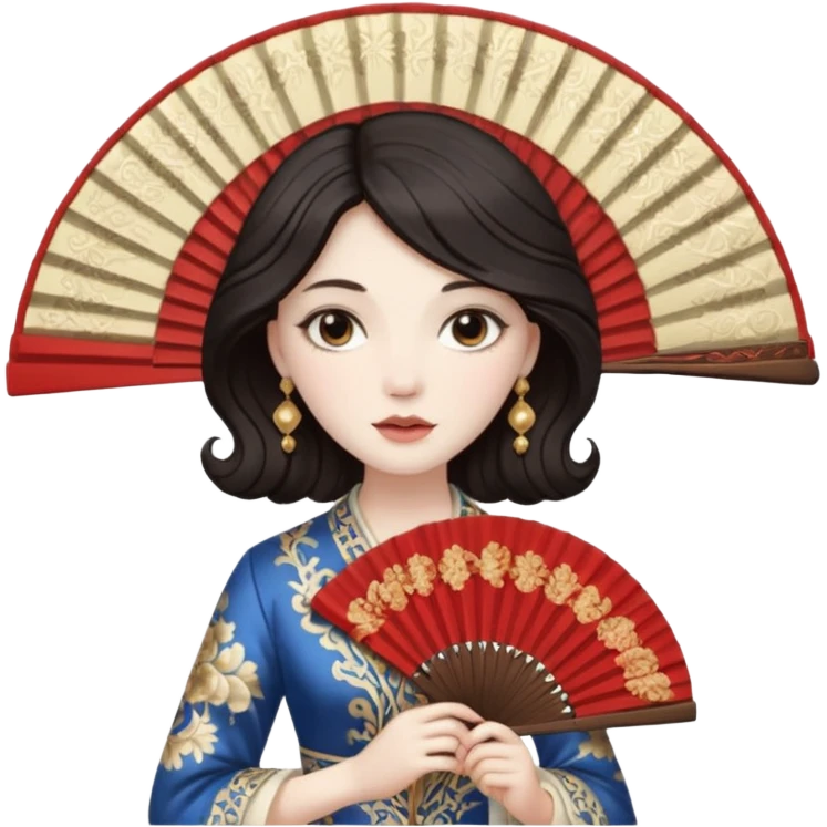 women with folding fan emoji
