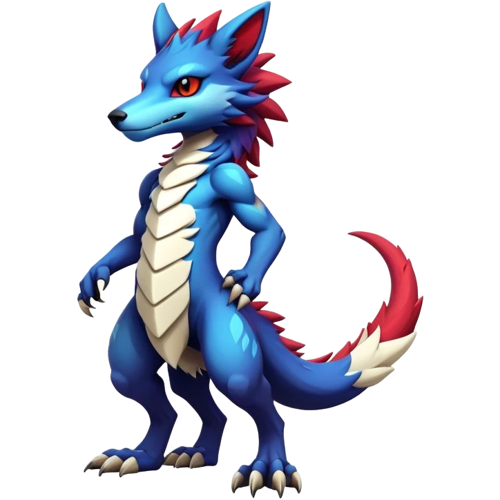 Epic Edgy Cute Colorful Modern Anthro Vernid-Protogen-Sergal-creature-animal full body emoji