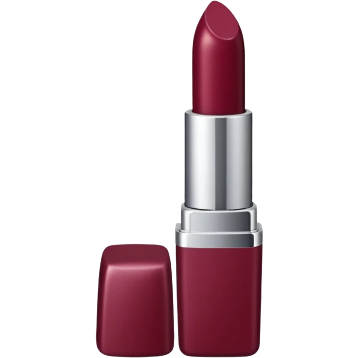 labial color bordo con packaging color cromo emoji
