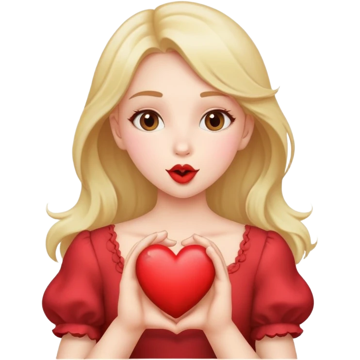 girl with heart and kiss emoji