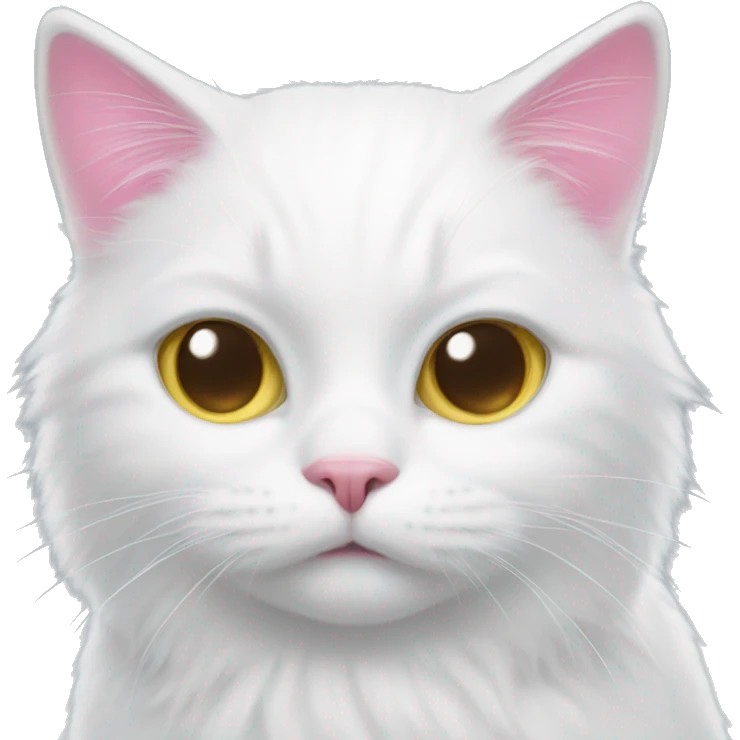 White cat whit a pink Robin emoji