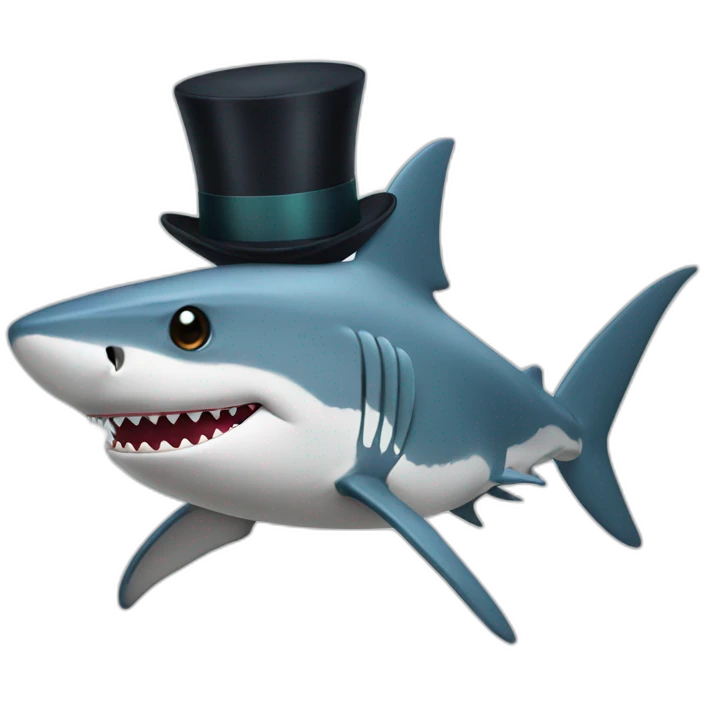 Shark with a top hat emoji