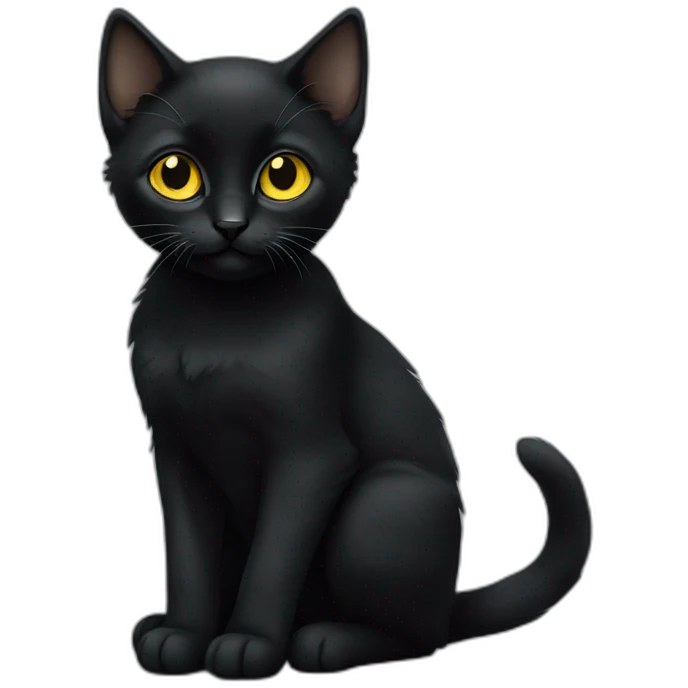 Black kitten with yellow eyes is sitting  emoji