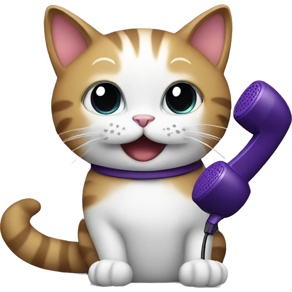a cat talking on a purple phone emoji