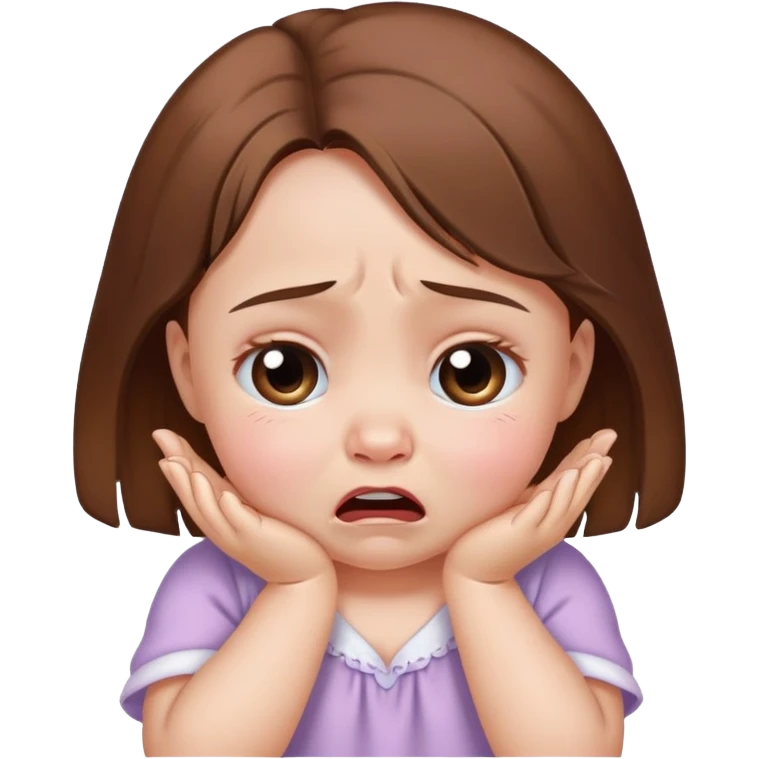 face baby girl crying with white skin & brown hair emoji