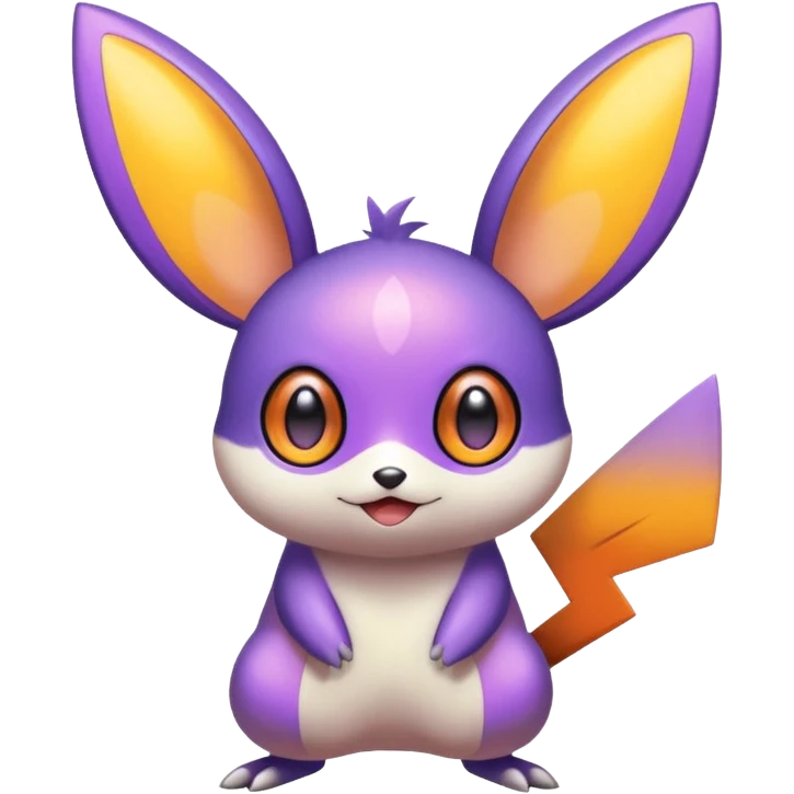 big-eyed Purple and orange colorful iridescent Emolga-Victini-Pichu-Dedenne-fusion emoji