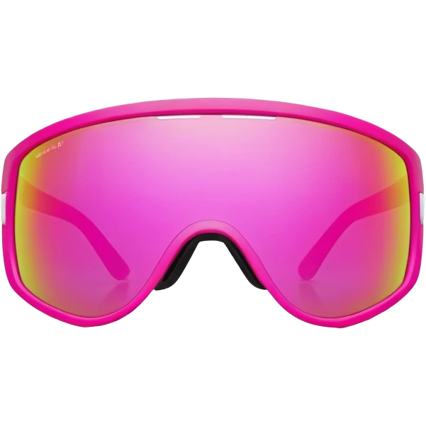 sporty pink shield visor sunglasses with robust thick frame, futuristic athletic design, substantial build, mirrored one-piece lens emoji