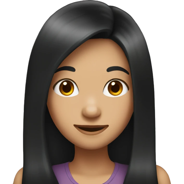Girl with long black hair smiling  emoji