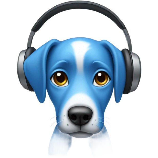 Blue dog with headphones on emoji