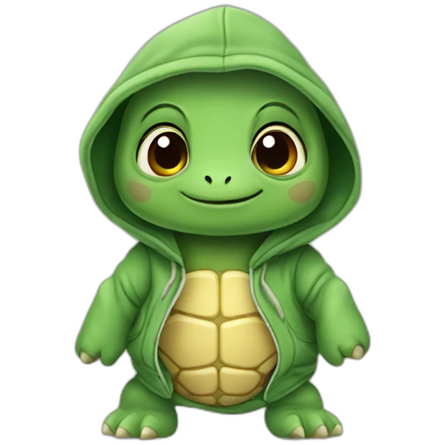 Little cartoon turtle wearing a hoodie emoji