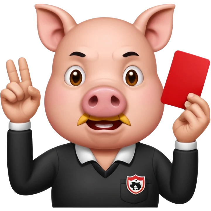 pig referee showing red card emoji