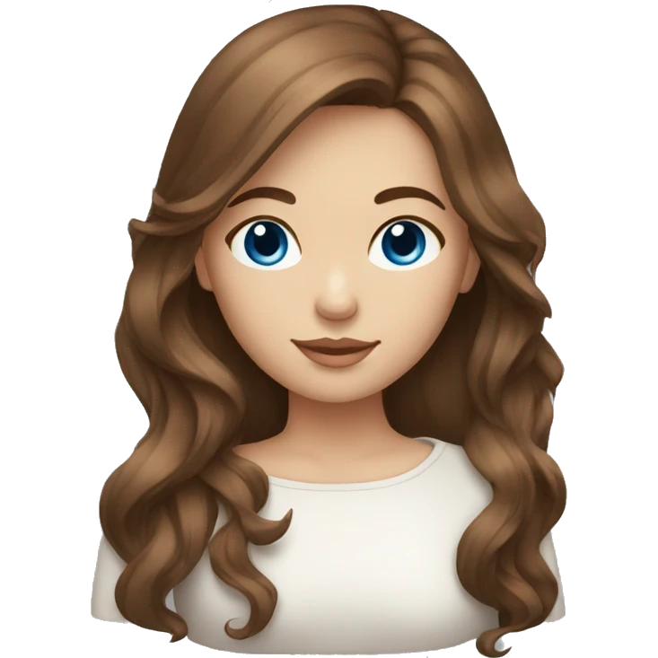 beautiful girl with brown hair blue eyes emoji