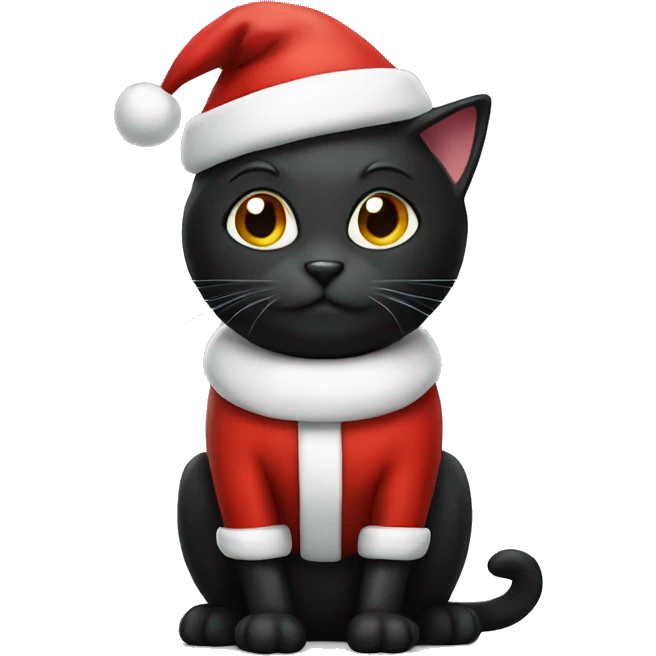 black cat wearing Santa Hat emoji