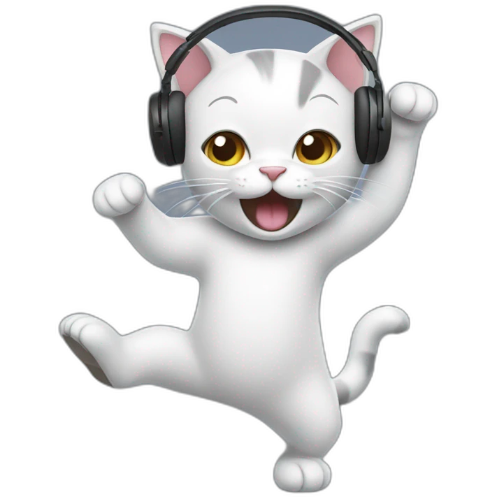 Cat wearing headphones & dancing  emoji