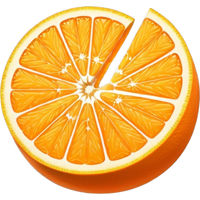 vibrant stylized sliced orange emoji, sprite for 2D fruit ninja game emoji