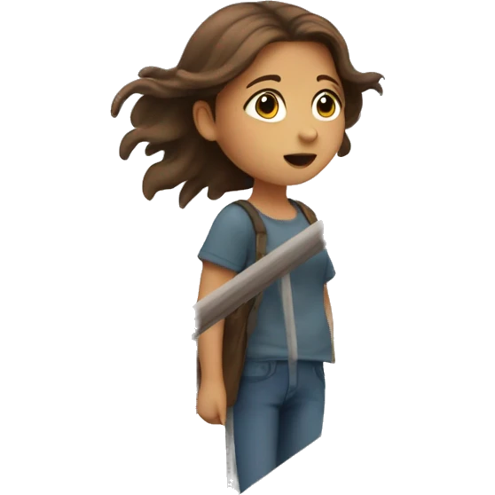 Brown hair girl looking into sky with stairs  emoji