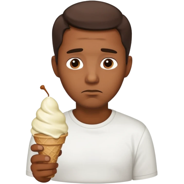 A man with an empty ice cream bowl sad because there’s no ice cream emoji