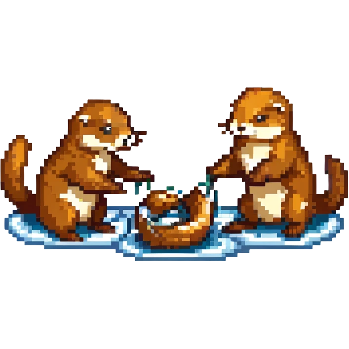 two otters fighting over a clam emoji